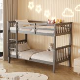 Παιδικό Κρεβάτι Κουκέτα LANTAI HM682.05 Γκρι 190x90εκ